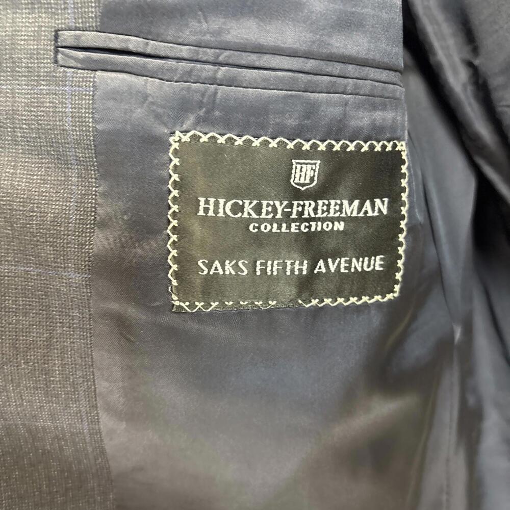 Men’s High-End Hickey-Freeman Boardroom 42R Suit Coat Luxury 100% Wool Grey/Blue - Picture 12 of 16